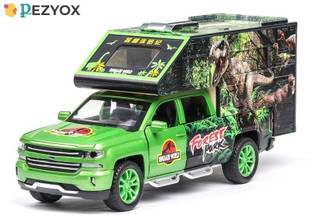 PEZYOX 1:32 scale Jurassic Dinosaurs World metal pull back with sound & light for kids