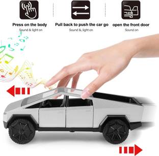 INOS 1:36 Tesla Cyber truck Alloy Car Model Diecast Vehicles Toy Car Sound and Light