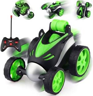 Space Age 360°Rotating & Rolling Rechargeable Stunt Remote Control Racing Car Green