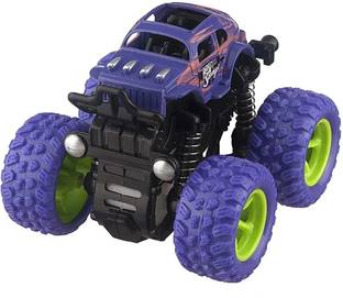 K A Enterprises monster trucks toys for boys, 360 degree rotation 4 wheels drive durable friction powered truck toys for kids inertia car toys for toddlers gifts for kids (pack of 1)- Multi color (Multicolor)