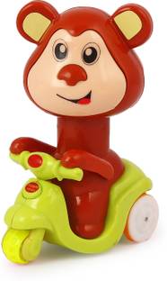 asian Press N Go Monkey-Colorful Press and Go Friction scooter Multicolor-Pack of 1