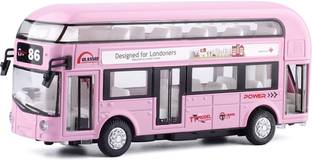 DUWOL Toy Bus For Kids Double Decker Bus Light Sound Pullback School Bus London Bus