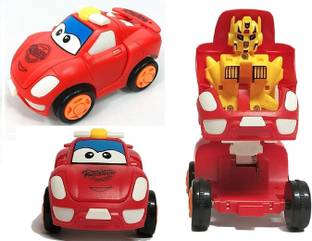 GVP Toys Unbreakable Bright Color Mini Racing Converting Car to Robot Friction Toy