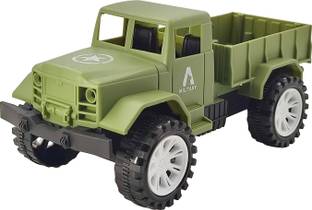 Humaira Plastic Military Pick up Truck Friction Push and Go Inertia Powered Toy for Kids