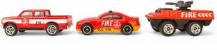 LittlePaws 3 in 1 Truck Set Collection Fire Department Metal Diecast Model of 1:64 Scale