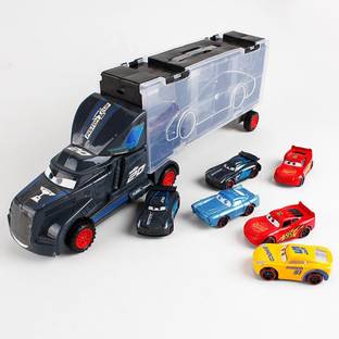 DUWOL Transport Unbreakable Car Truck Toy Big Trucks 7 in 1 Toy 6 Cars Set for Toddler