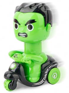 FIDDLERZ Hulk Man Press & Go Super Hero Figure Toy on Scooter for Kids