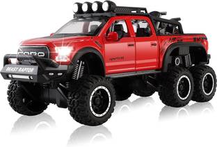 DEUSON ECOM 124 Diecast Metal Car Raptor Model Die Cast Openable Doors Pull Back Light Sound