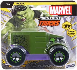 SKOODLE Marvel Pull-Back Monster Truck - Hulk Edition, Marvel Inspired Toy Bikes