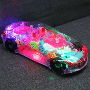 GoodsNet Transperent Mechanical Car Toy for Kids with Gear Technology,3D Light,Musical Sound & 360 Degree Rotation