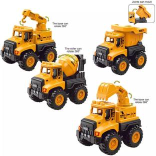 DEUSON ECOM Jcb Toy Excavator, Dump , Cement Truck and Crane play set Unbreakable Plastic