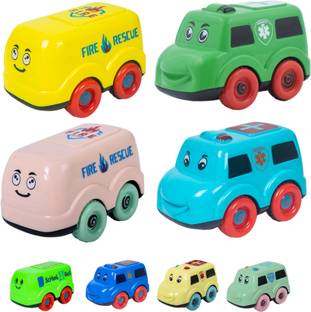 WISHKEY Friction Powered Cute Cartoon Design Push and Go Non-Toxic ABS Plastic Toy Truck