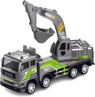 SR Toys Engineering Construction Friction Powered Vehicles Excavator Truck Toy for Kids