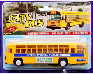 zokato City Bus (WHITE ) - Toy with Pullback (Size L-15 x -3.5 x H-4.5 cms)
