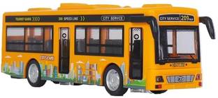 DARVICE Bus Toy For Kids Plastic Long Bus Toy Light Music Openable Door Friction Power