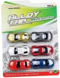 Just craft Mini Alloy Metal Car Series,Pull Back Sport Car Set (Multicolor, Pack of: 6)