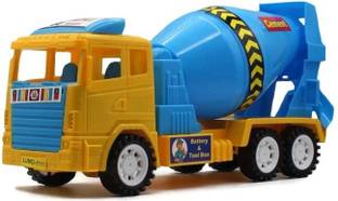 neoinsta shopping Friction Powered Plastic cement concrete mixer truck Yellow|Blue toy big