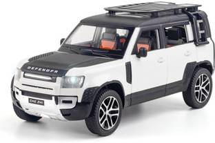 UKAXA 124 Diecast Kids White Land Rower Defender Metal Pullback Openable Doors Toy Car