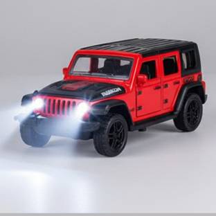 Dillimart Black Rubicon Metal Toy Car – Realistic Sound & Light Effects, Functional Doors