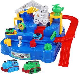 Skstore Train Track Toy Montessori Race Car Set Mechanical Adventure