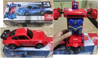 giftsrus Car Robot Auto Transform Toy Light and Sound- Fog Stream-Birthday Gift for Boys