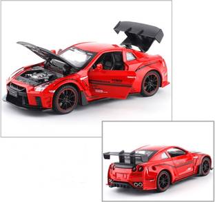DARVICE 132 Diecast Nisan GTR R35 Metal Pull Back Die-Cast Car Pullback with Sound Light
