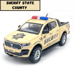 centy SHERIFF STATE COUNTY EMERGENCY SQUAD POLICE CAR WITH OPENABLE DOOR AND TAILGATE