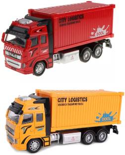 SHIPEASE Friction Power Logistic Transport Truck Toy kids Die Cast Car Carrier Trailer