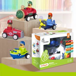 R for Rabbit Orapple Rider Push Toy for Kids | Set of 4 Vehicles with Injury-Free Edge