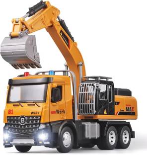 Magicwand 1:24 Die-Cast Excavator Crane [Mustard] Openable Doors, Lights & Shock Absorbers