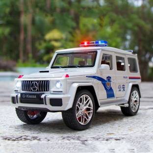 DEUSON ECOM 124 Police Car Die Cast Metal Police Toy Car For Kids Light Music Pullback