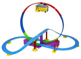 FIDDLERZ Train Track Set DIY Track Builder Set with Sound & Lights for Kids