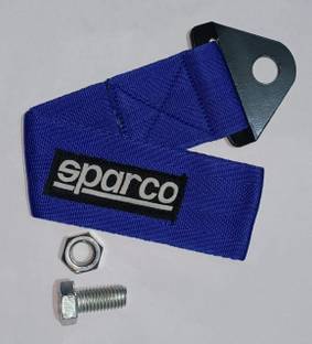 AUTO MT SPARCO BLUE TOW BELT TOWING Universal Front Rear Tow Strap Tow Hook Towing Belt Spring Leaf