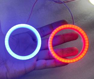 AUTO MT 70MM 2PC Red&Blue Cotton, COB-Ring Angle Eyes Car&Bike Universal DRL Halo Ring Spring Leaf