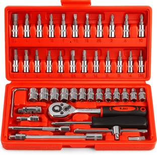MDealz 46 in 1 Tool Kit with Ratchet Screwdriver, Socket Set Multipurpose Hand Tool Kit Socket Set