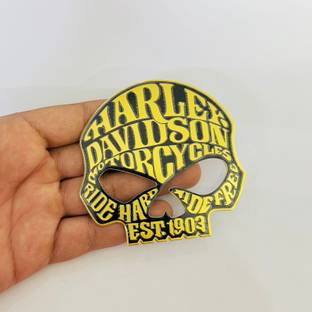 AUTO MT Harley-Davidson Skull (8.6cmx9cm) Metal-Sticker for All Car&Bike 3D-Emblem Badge Spring Leaf