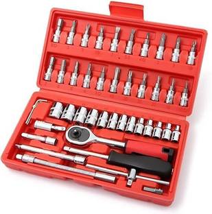 Jazox 46 in 1 Pcs Tool Kit & Screwdriver and Socket Set Multi Purpose Combination Tool Vehicle Tool Kit