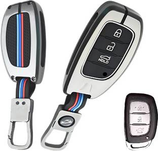 Auto MT Metal Key Cover Hyundai i10, i20,Creta,Venue Tucson Alcazar 3 Button Smart Key Car Flywheel