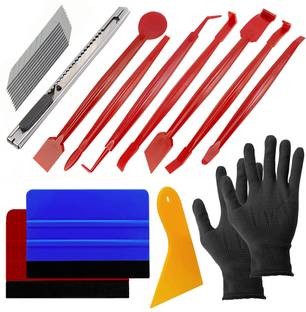 SERPLEX Kit with 2 Pairs Vinyl Wrap Gloves, 4inch Felt Squeegee, Scraper, Edge Trimmer Vehicle Tool Kit
