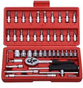 VDNSI 46 in 1 Screwdriver and Socket Set and Car Repair Tool Ratchet Wrench Set Vehicle Tool Kit