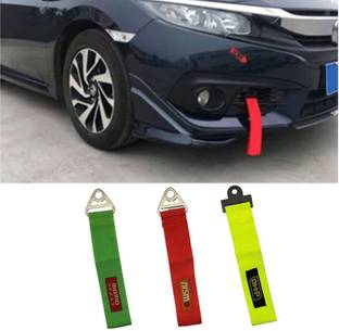 RohanEshop Car Tow Belt Hook Strap with Bolt Tow 1000kg weight (Multicolour) Front and Rear Mount Towing Hook
