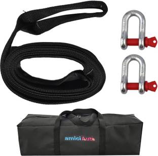 amiciAuto Heavy-Duty 3 Ton Tow Strap - 4m Length, High-Strength Nylon Recovery Strap Front Mount Towing Hook