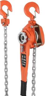 VOLTZ RL Rachet Lever Chain Hoist Block Cap (1.5 Ton, 1.5m, Orange, Alloy Steel) Front and Rear Mount Towing Hook