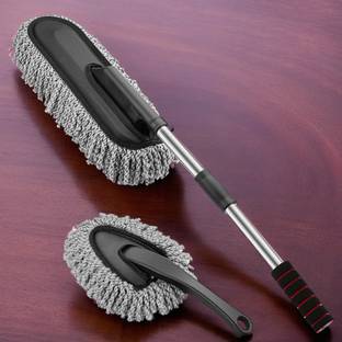 Porslin Pack of 2 Microfiber Flexible Car Cleaning duster with Expandable Handle Wet-Dry Wet and Dry Duster