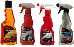 3M Car combo kit (Dashboard Dresser 250ml + Car Shampoo 250ml + Tyre Dresser 250ml + Glass Cleaner 250ml) Car Washing Liquid
