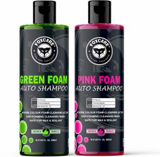 FOXCARE GREEN + PINK COLOUR FOAM CAR SHAMPOO - PRODUCES THICK COLOUR FOAM - 1LITER NET Car Washing Liquid