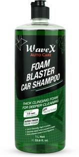 Wavex Foam Wash Car Shampoo Concentrate 1Ltr pH Neutral, Super Suds, Highly Effective on Dust and Grime Car Washing Liquid