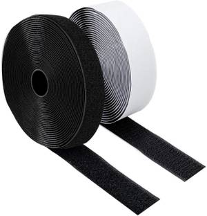 Lifekrafts Self-Adhesive Hook and Non-Adhesive Loop Tape (Size 25 Meter x 20mm Width) Self Adhesive Hook Tape, Strong Glue with Non-Adhesive Loop Tape Durable Quality Color Black Stick-on Velcro