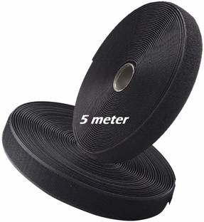 connecticut Hook & Loop Tape | (5M*25mm Hook & Loop Tape, Black Color)| No Glue in Back side, Non-Adhesive Sticky Back ,Fabric Fastener Interlocking Tape for Sewing Crafts, DIY, Clothes, Shoes etc. Sew-on Velcro Sew-on Velcro (Black) Iron-on Velcro