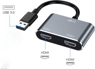 RuhZa USB to Dual HDMI Adapter, USB 3.0 to Dual HDMI Converter 2K Video Audio Multi Monitor Support Windows/Mac OS/Chrome OS,etc USB Hub